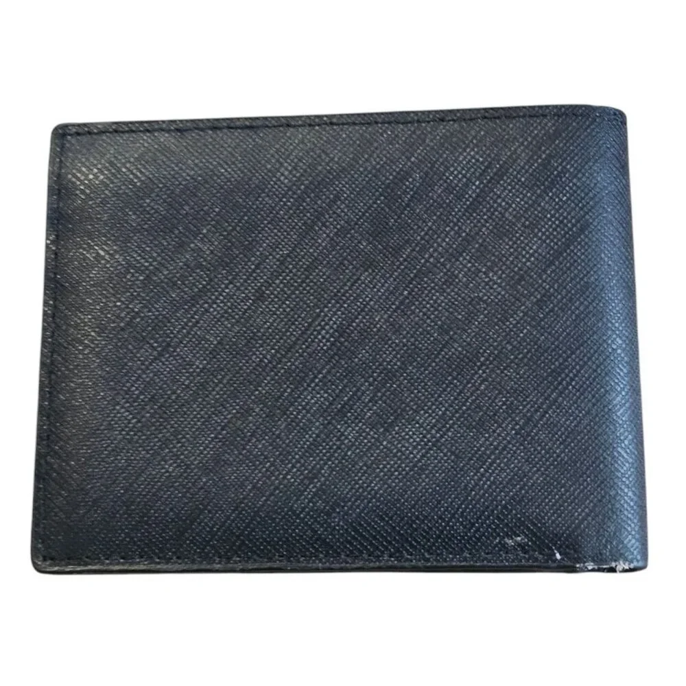 Calvin Klein Slim Mens Bifold Wallet Black Textured Leather Multiple Card Slots